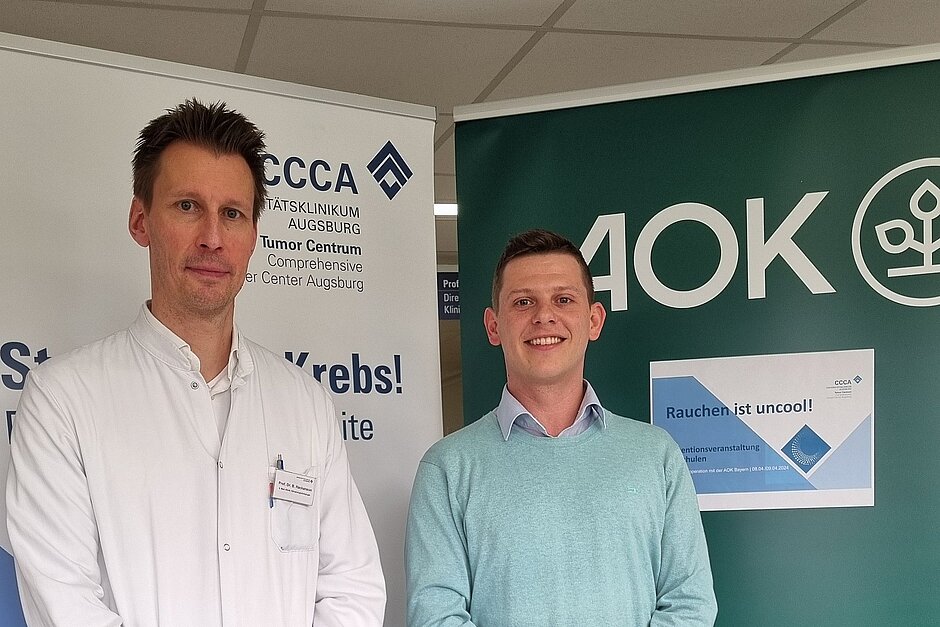 Die Veranstalter CCCA Geschäftsführer Prof. Dr. Björn Hackanson und Tobias Haas von der AOK Bayern